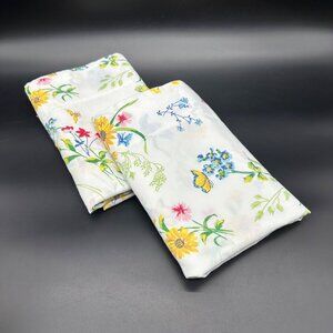 Vintage King Size Pillowcases Floral Wildflower Botanical Butterfly USA 1980s